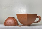 ANTIQUE CHINESE QING YIXING ZISHA 二泉 POTTERY CLAY TEACUP  WINE CUP CALLIGRAPHY — photo 1