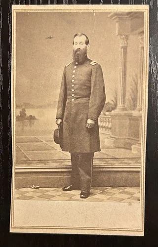 Original Civil War CDV of Union Officer with Photographer stamp on back Vaughn