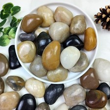 YISZM 2lbs Pebbles for Indoor Plants, 1-2 Inch Mixed Color High Polished Rive...