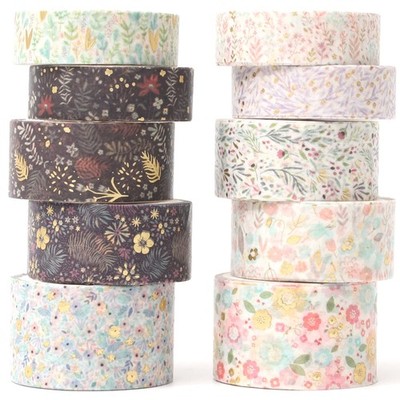 Yubx Masking Tape 10-Piece Set - Washi Paper Tape - Creative Gold Foil Stamping_