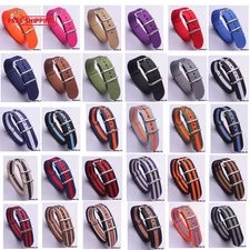 Fashion Watchband Stripe Replacement Men Women Nylon Watch Band With Silver Pin