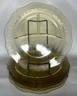 SET OF 7!! VINTAGE!! Federal Glass "Patrician Spoke" Amber / Yellow Glass Plates