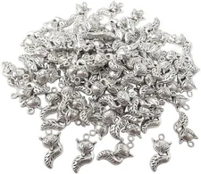 Honbay 100PCS Alloy Fox Charms Pendant Antique Silver Plated Animal Jewelry... 