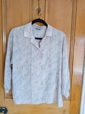 Vintage 1940s 1960s Style Big River Silky Blouse Embroidered Collar Size 12/14