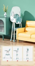 Kids Chair TZXY 803C Foldable Baby High Chair with Tray, Green  Beige