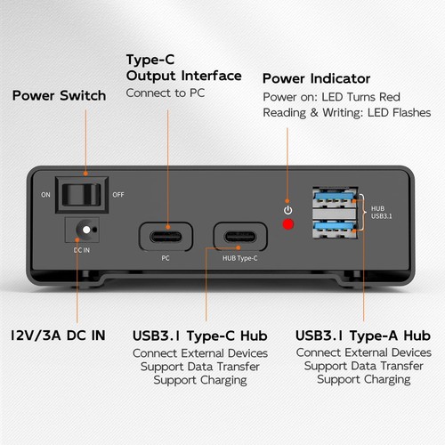 MAIWO External Hard Drive Enclosure for 2.5 3.5 inch SATA SSD HDD, USB3.1 Typ... - Photo 5/7