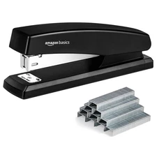 Black Office Stapler 25 Sheet Capacity Includes 1000 Staples Non Slip NEW