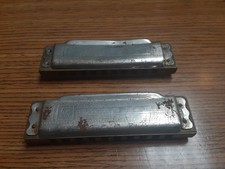2 Old Hohner Blues Harp Harmonica's Key Flat Bb and Key B Brutal Read