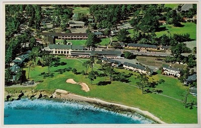 Postcard California Pebble Beach Lodge And Landscape Aerial View Chrome Era