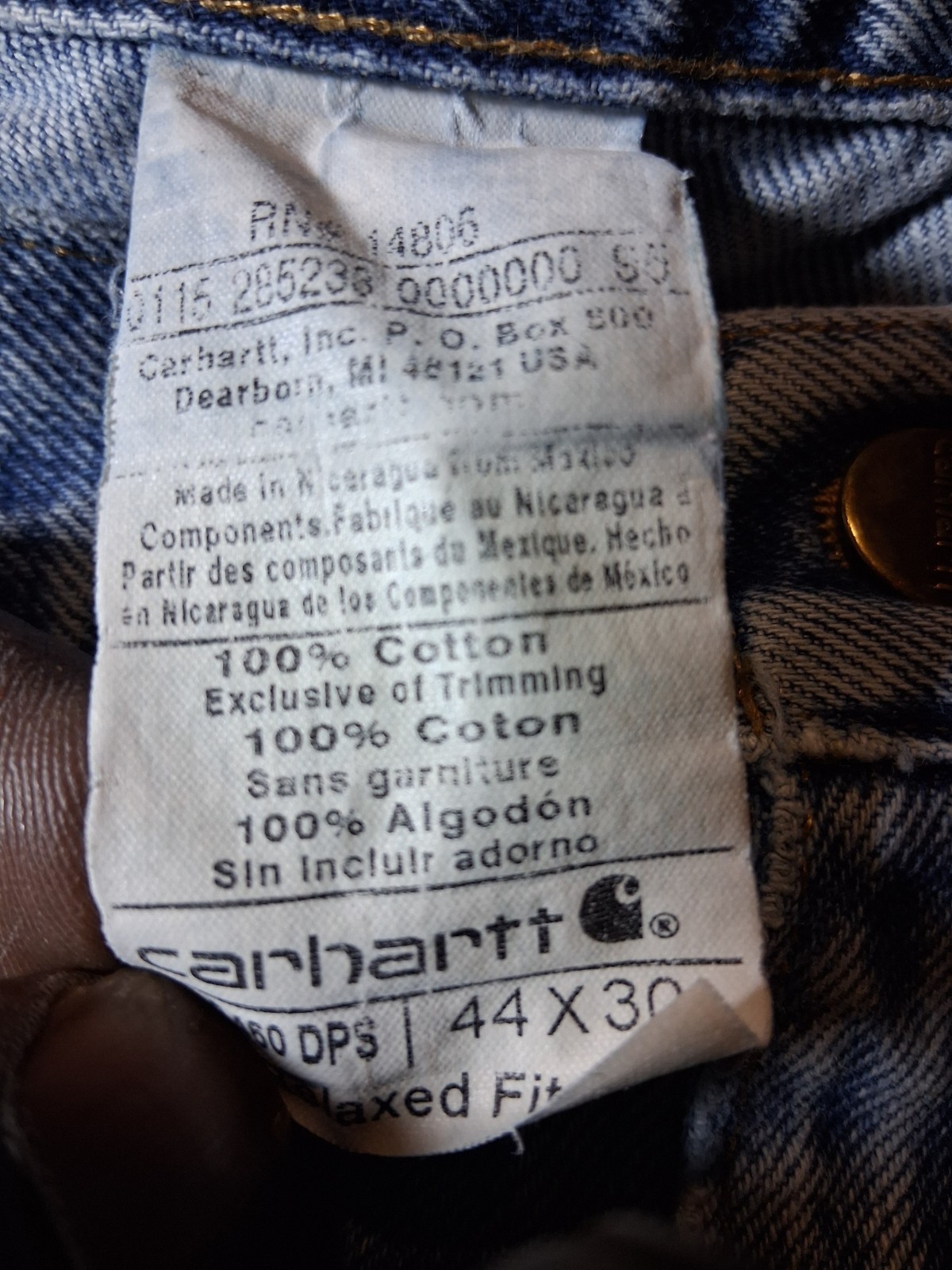 Carhartt Jeans Mens 44x30 Blue Relaxed Fit Rugged Flex Medium Wash Utility Denim thumbnail 4