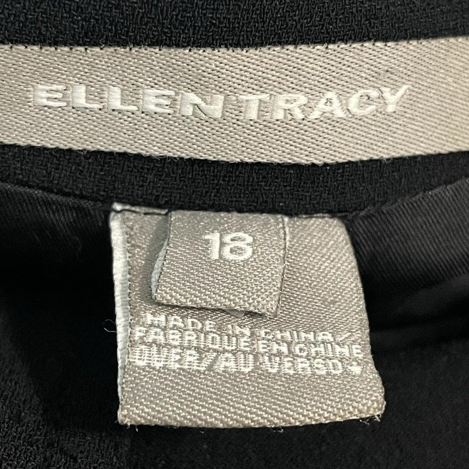 Chaqueta Ellen Tracy Negra Clásica Con Botones Cuello Forrado Bolsillos Talla 18 Foto 3 de 4