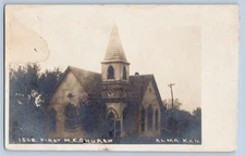 Alma Kansas KS First ME Church Real Photo Postcard RPPC 1919 Antonino Cancel DPO