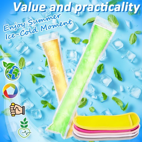 105 Popsicles Molds - 5 Ice Pop Sleeves 100 Disposable Popsicle Bags Sealable... - Picture 4 of 7