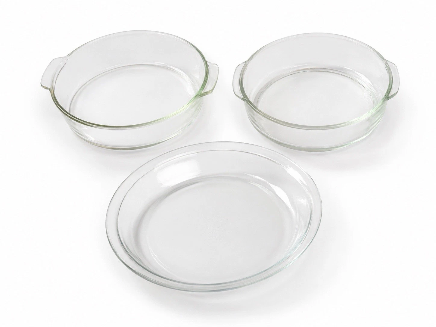 PYREX 221 8” Handle Baking Dishes 209 9” Pie Plate Clear Glass Vintage Set