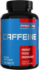 Prolab Caffeine Tablets 200mg 100ct - Energy Focus Endurance Pre Workout