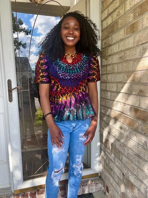 African Ankara Wax Print Multi Colored Ethnic Fitted Tops/Blouse