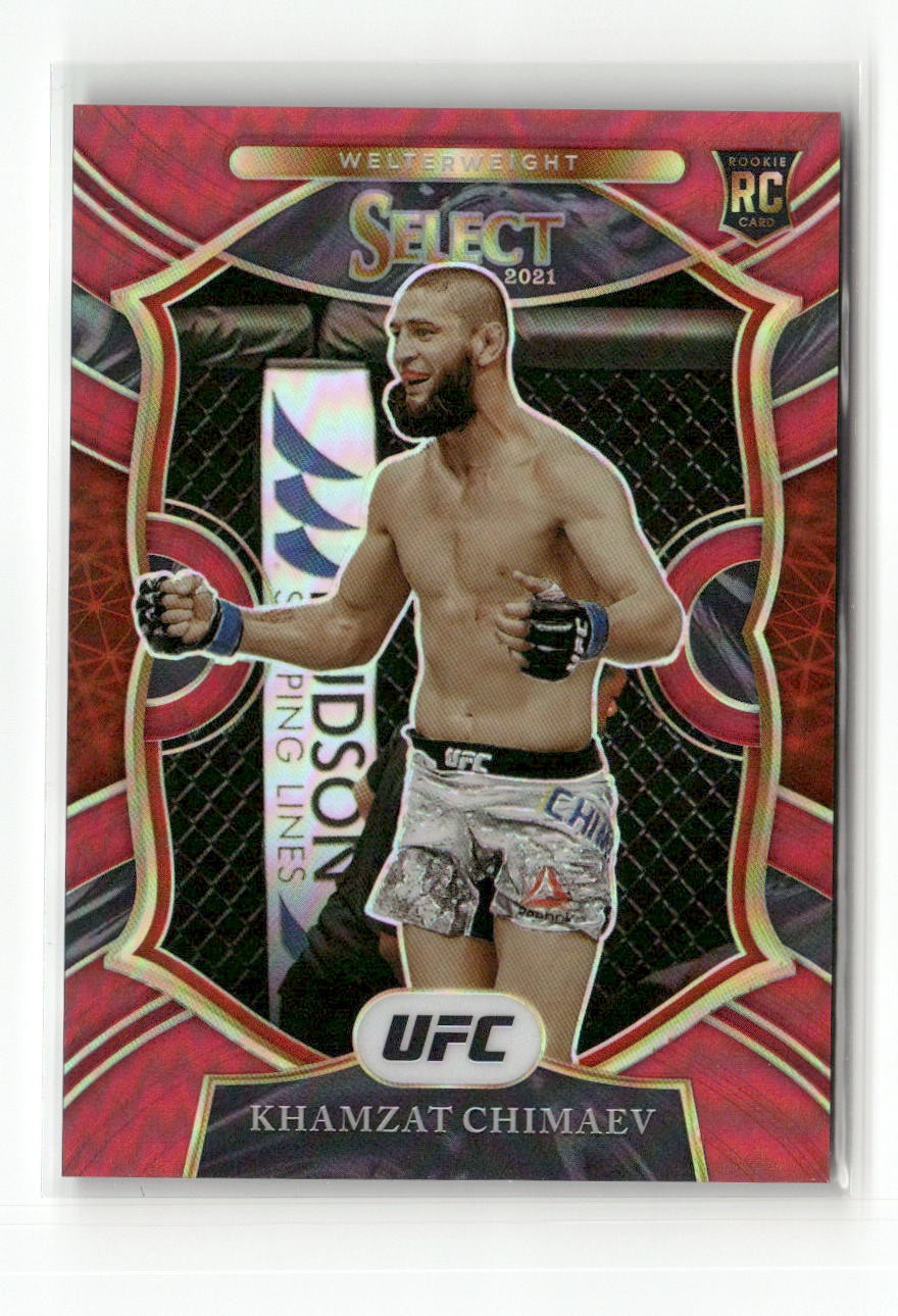 2021 Panini Select UFC #57 Khamzat Chimaev Rookie Red Prizm /99 RC
