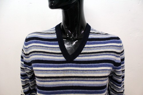 Ballantyne Women's Striped Sweater Size 42 Blue Pullover Wool Knit - Picture 2 of 23