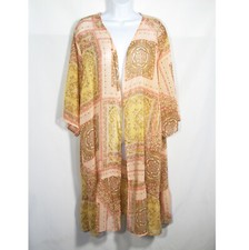 Maurices Semi Sheer Kimono Womens 2X Polyester Metallic Gold Open Jacket Top EUC