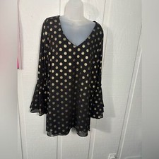 Show Me Your MuMu Marcia Black Gold Polka Dot Metallic Mini Dress Size Small EUC
