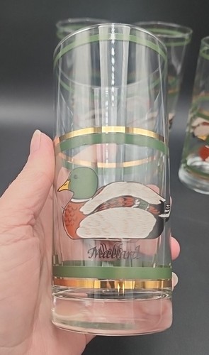 Vintage LIBBEY MALLARD DUCK Drinking Glasses High Ball Gold Accent Set Of 4 - Picture 8 of 14