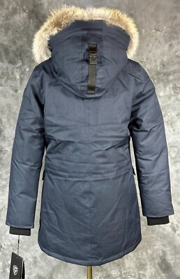 Nobis Women's CARLA Parka Zip & Magnet Navy w/ Coyote Fur Trim sz
