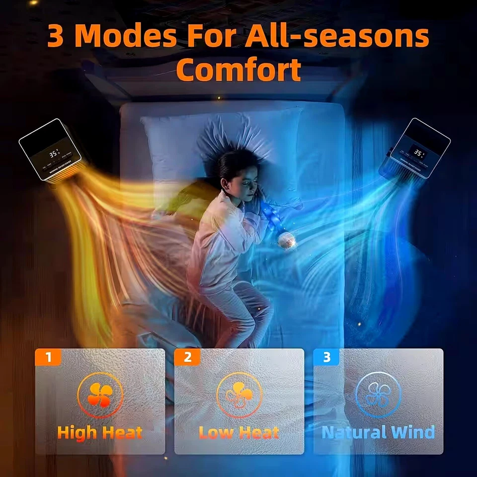 Heizlüfter 2000W, ECO Energiesparend, PTC Thermostat Heizung Mit 90°Oszi - Bild 3 von 4