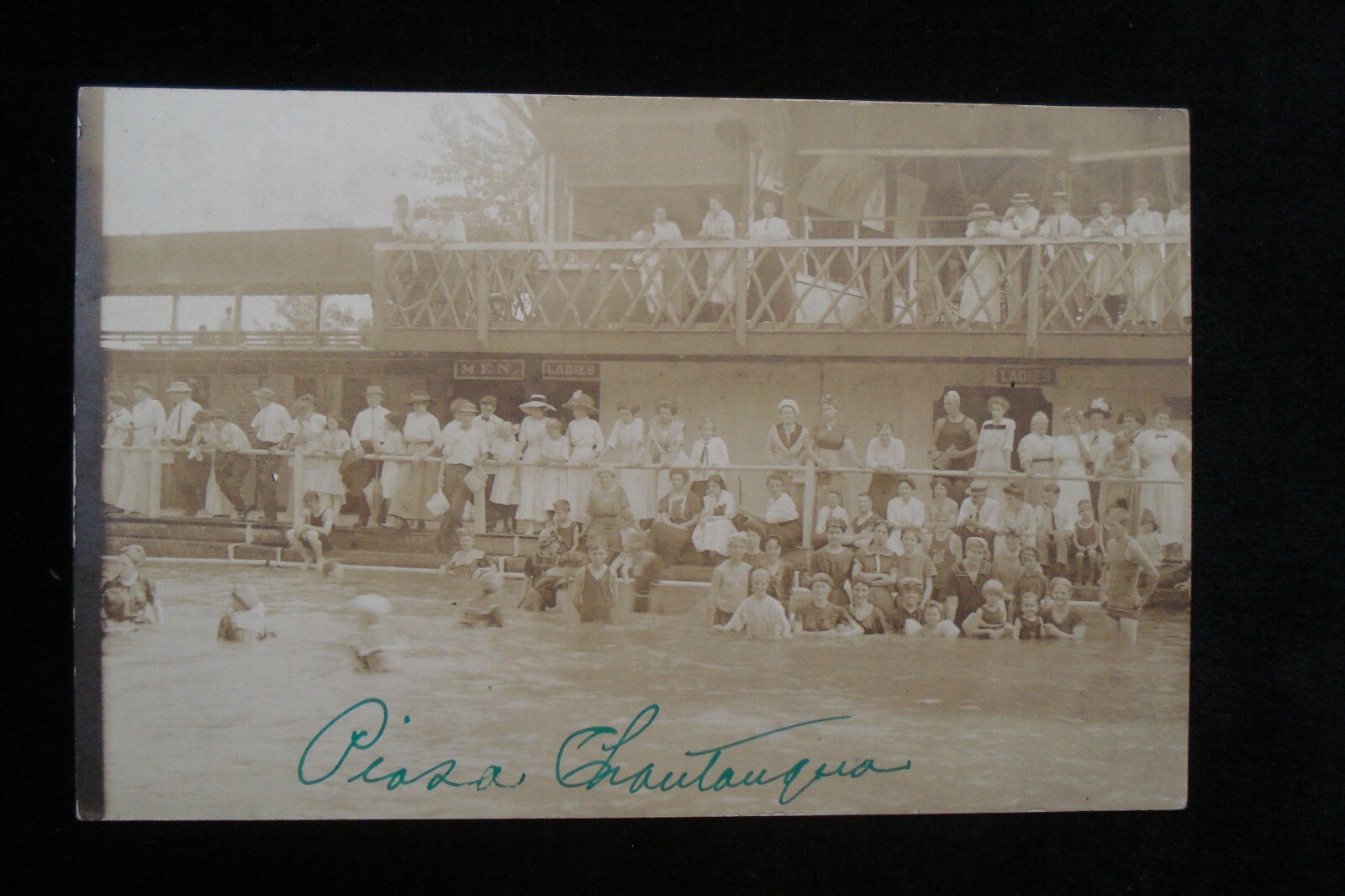 PIASA CHAUTAUQUA IL NEAR ELSAH RPPC SWIMMING POOL BATHERS VTG SWIMSUITS