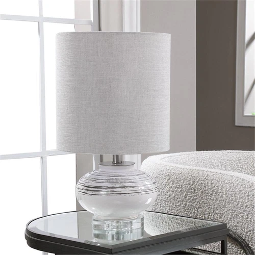 Uttermost Lenta Transitional Ceramic Crystal and Iron Accent Lamp in White - Picture 6 of 7