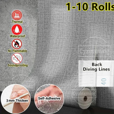 3MM Thick Self-Adhesive Thermal Insulation Wallpaper Plain Linen Wall Paper 10X