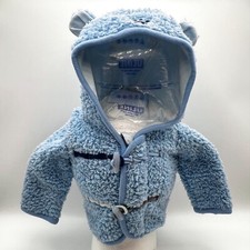 Giacca Prenatal bambino 0-6 mesi blu in pile con cappuccio e stampa orecchie orso e zampe