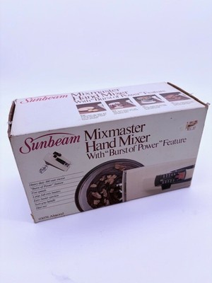Vintage 1983 Sunbeam Mixmaster Hand Mixer With Burst Of Power 03076 Almond WORKS