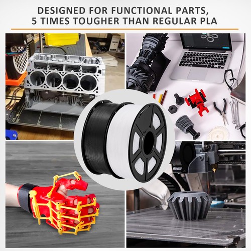 2×1KG SUNLU PETG Filament Wysoka wytrzymałość Drukarka 3D Materiał eksploatacyjny Czarny - Zdjęcie 7 z 23