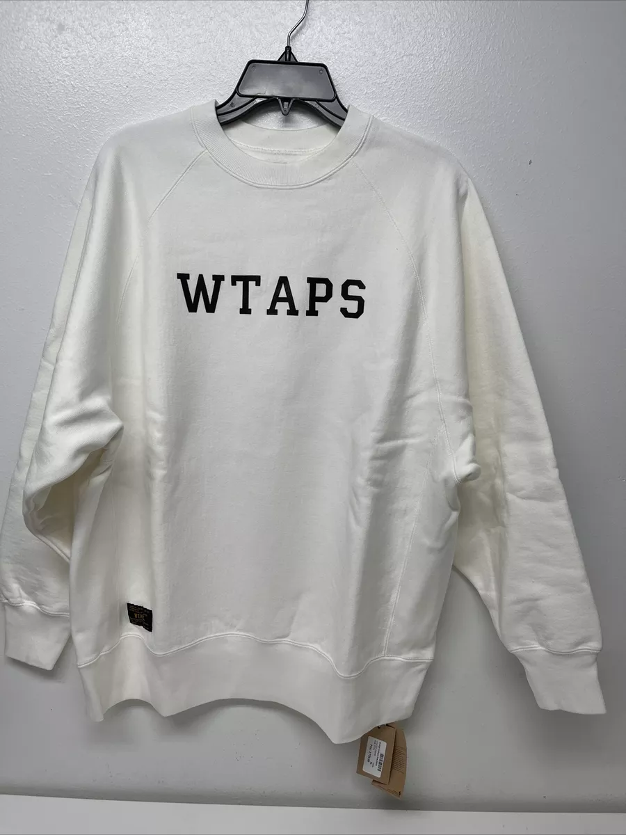 WTAPS Crewneck Design Collage Sweatshirt Logo-Print Cotton White