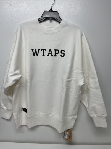 WTAPS Crewneck Design Collage Sweatshirt Logo-Print Cotton White size XL