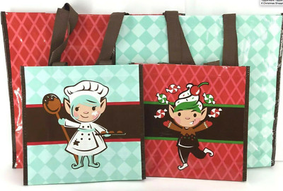  Tupperware Gift Bags Holiday Winter Elf Artwork CUTE Set of FOUR Rare  New