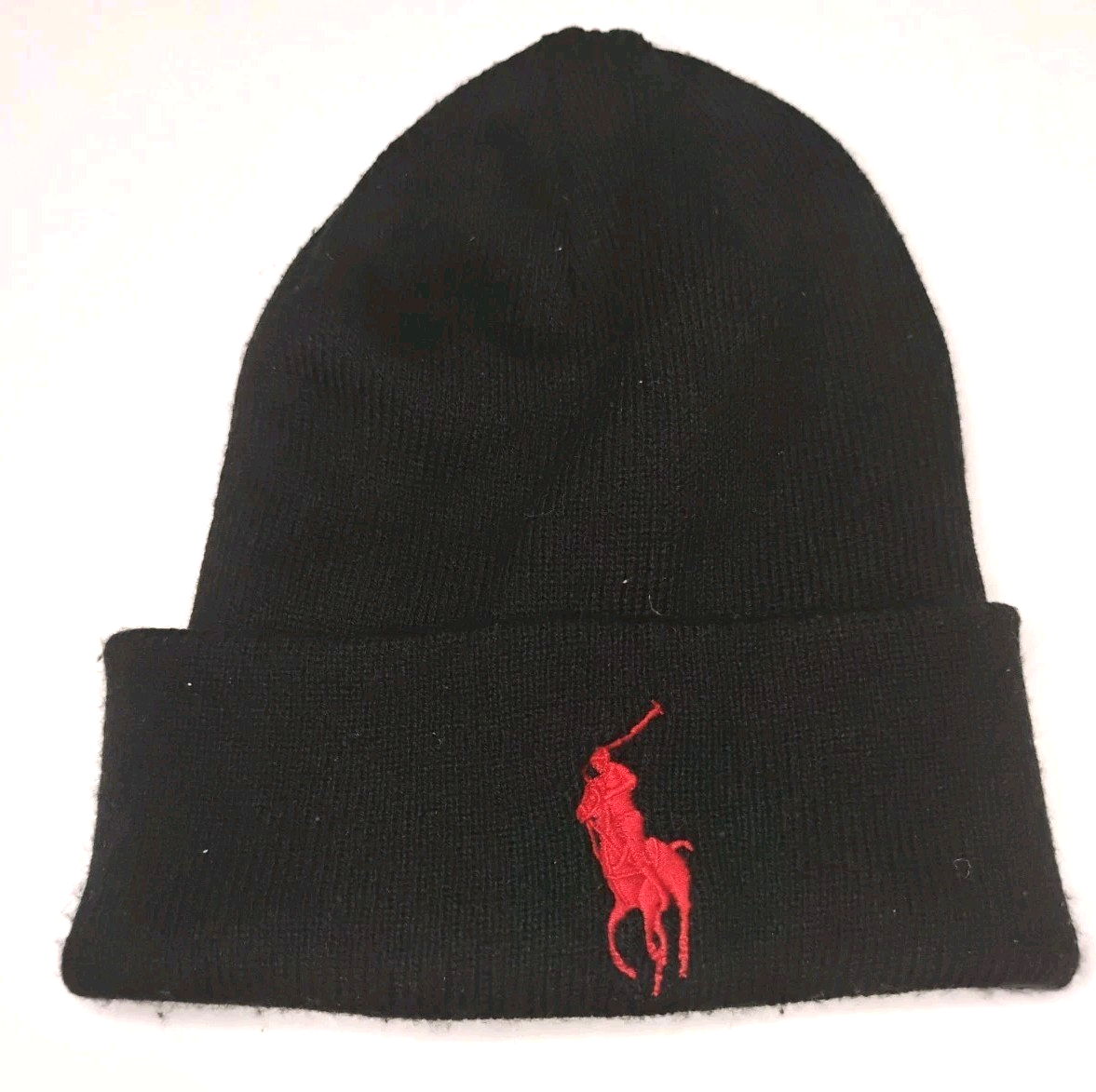 Polo Ralph Lauren Cappello Uomo Polsino Nero Grande Rosso Pony Logo Berretto Teschio
