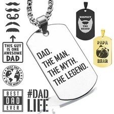Stainless Steel Special Greatest Dad Father's Day Love Dog Tag Pendant Necklace