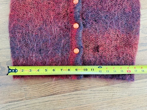 Cardigan maglione lana mohair marrone bordeaux vintage anni 60 70 M L top grunge moda - Foto 16 di 17