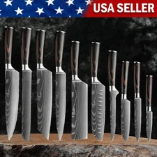 10 Pcs Kitchen Knive Set Japanese Damascus Pattern Stainless Steel Chef's Knife