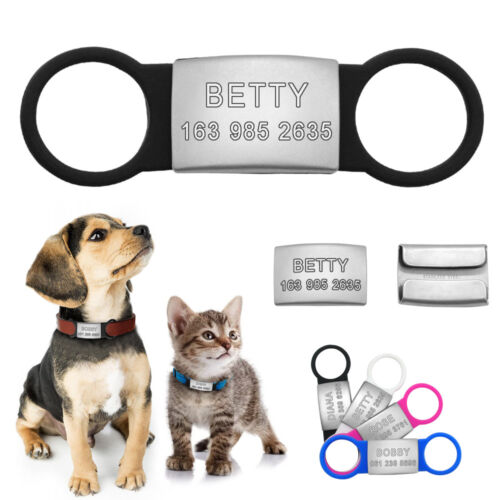 Pet Cat Dog ID Tags Personalized Engraved Name Tag Slide On Collar Tag for Puppy - Picture 1 of 18