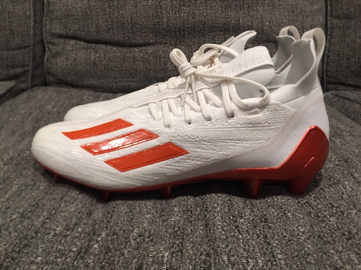 Size 12.5 Adidas Adizero 2022 Primeknit Football Cleats White /Orange HP8742 Adidas Adizero Primeknit Football Cleats White Orange Men main image 3