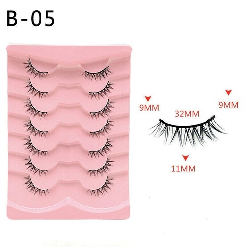 NEW False eyelashes natural thick long makeup eyelashes full curl soft 7 pairs - Picture 10 of 47