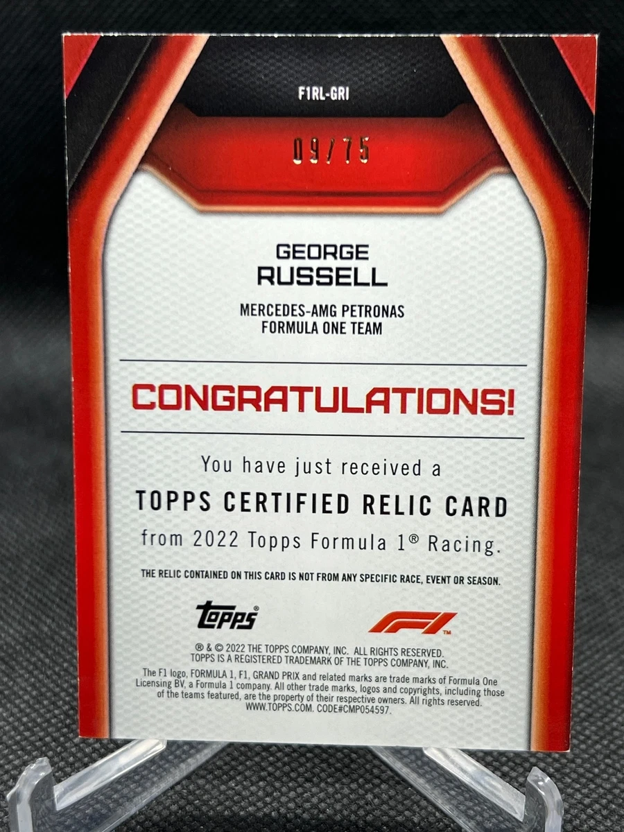GEORGE RUSSELL 2022 Topps Formula 1 Hobby Relic GREEN PARALLEL 9/75 MERCEDES