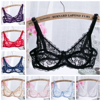 Sheer Lace Plus Size Ladies Bras See Through Bralette Sexy Floral Bra Lingerie