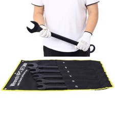 6-piece Jumbo Combination Wrench Set35mm To 50mmblack Oxide Wrench Set Wpouch 6-piece Jumbo Combination Wrench Set35mm To 50mmblack Oxide Wrench Set Wpouch
