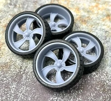 1/24 Scale:  24-Inch “Twisted Vista” Wheels And Tires; Resin;1/25