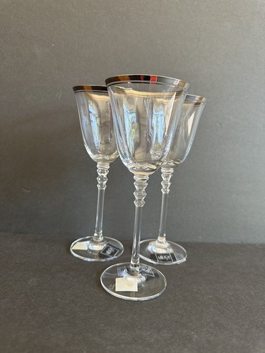 Mikasa SONATA PLATINUM Crystal Wine Glasses Water Goblets Set Of 3 New - Picture 6 of 9