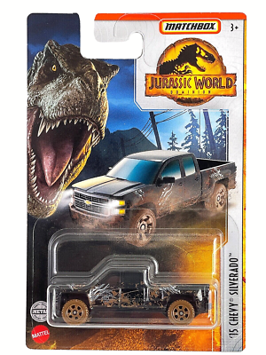 Miniature Matchbox Jurassic World Dominion - Chevrolet Silverado 2015 Noire 1:64, Neuf
