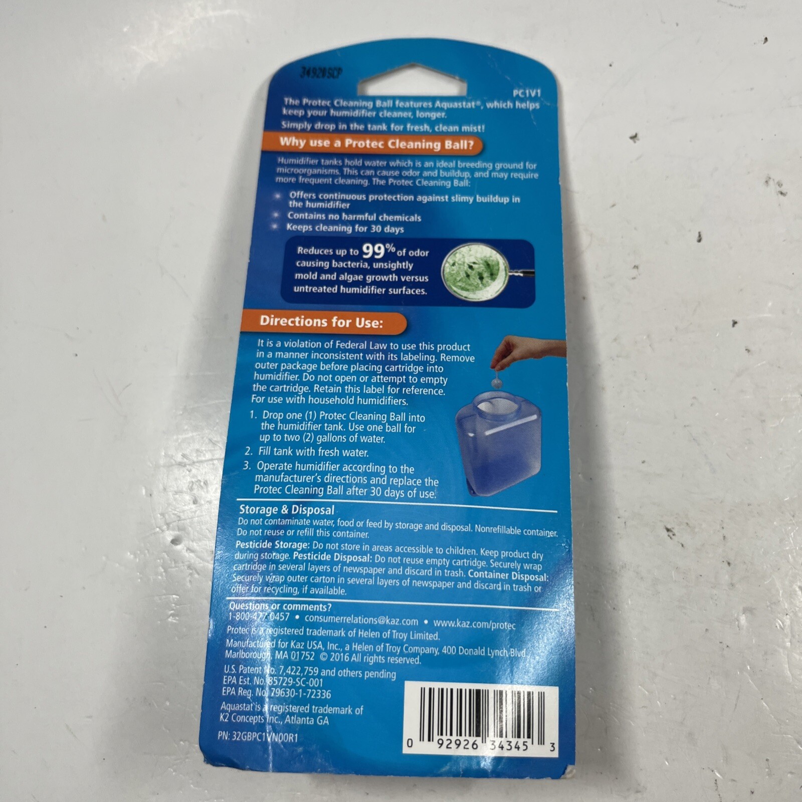 Protec Humidifier Cleaning Ball PC1 Kills 99% of Humidifier Mold and Bacteria